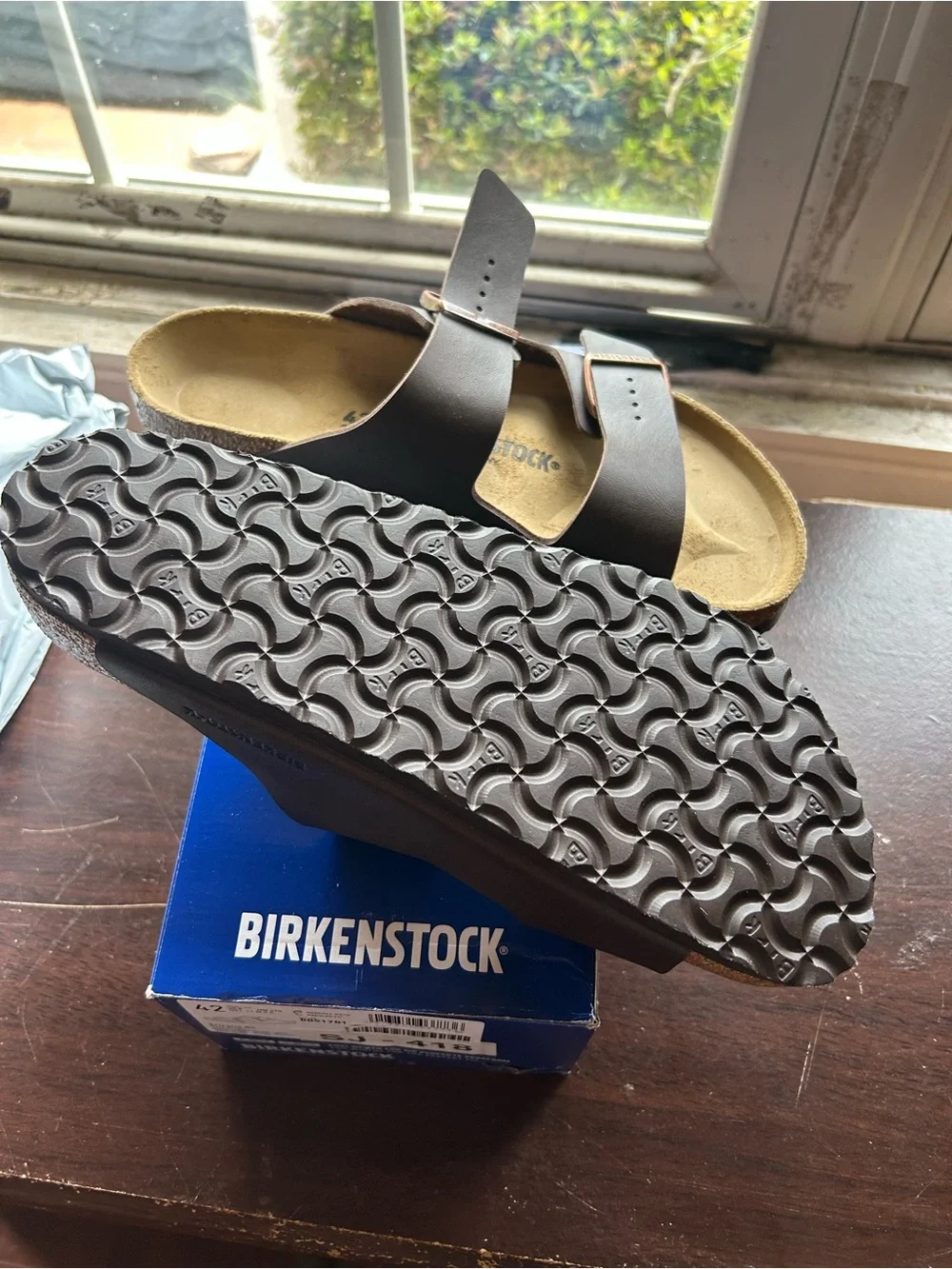 Birkenstock Arizona Two-Strap Sandals in Brown and Natural Cork